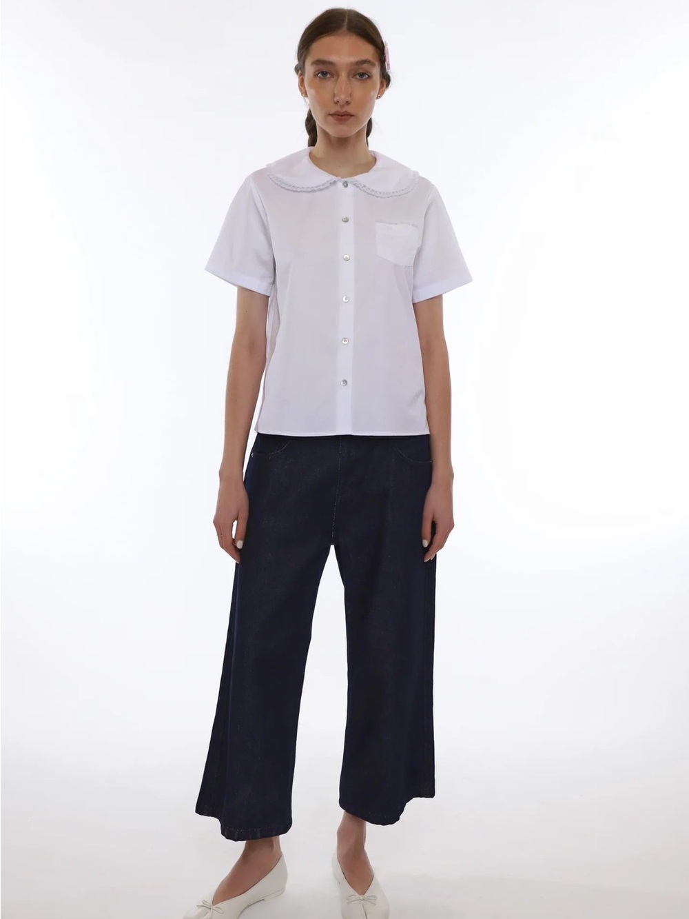 NWT - Sandy Liang - Splitter Top - white - medium